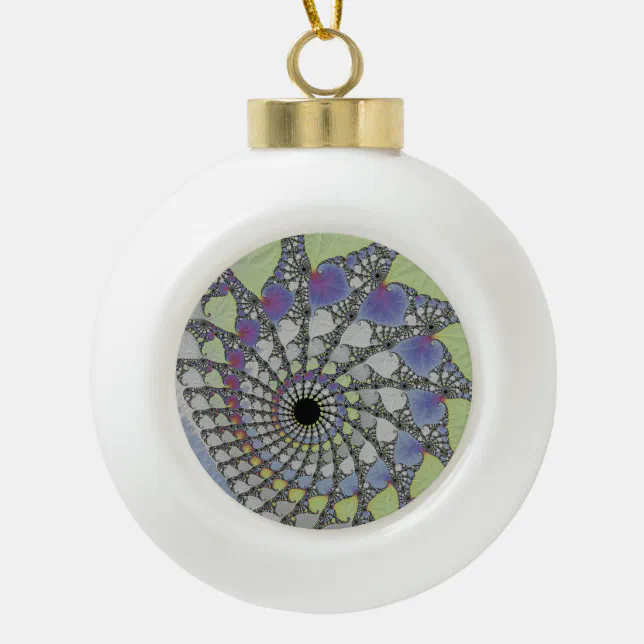 Plant texture fractal ceramic ball christmas ornament