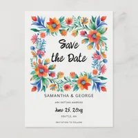 Mexican Floral Fiesta Save The Date Announcement Postcard