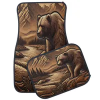 Leather Bear in Majestic Scenery Car Floor Mat