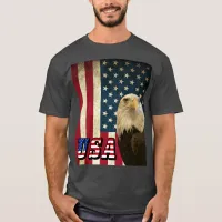 American Bald Eagle Retro Flag, USA Shirt- ZKOA T-Shirt