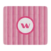 Rustic Pink Monogram & Stripes Cutting Board