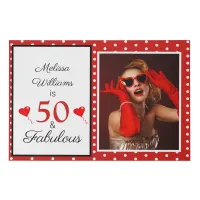 50 and Fabulous Name LG Photo 50th Birthday WH Red Faux Canvas Print