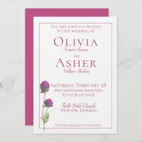 Simple Watercolor Amaranth Thistle Flower Wedding