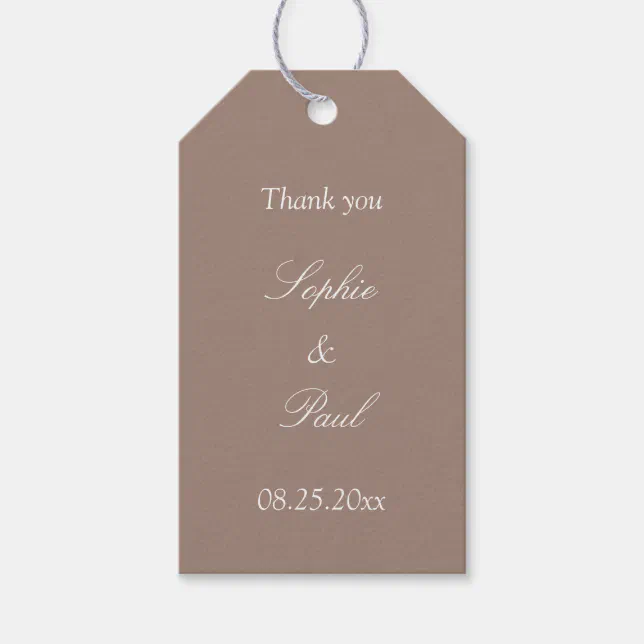 Taupe Wedding Favor Thank You Gift Tags