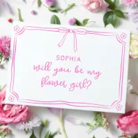 Cute Hand Drawn Coquette Bow Flower Girl Proposal Card