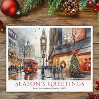 Watercolor Big Ben London Street Travel Christmas Holiday Postcard