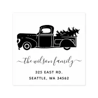 Christmas Tree Vintage Truck Return Address Self-inking Stamp