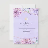 Lavender and Gold Floral Geometric Bat Mitzvah RSVP Card