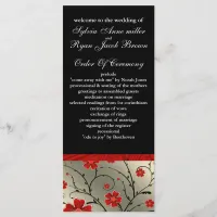 ivory red and black floral Wedding program