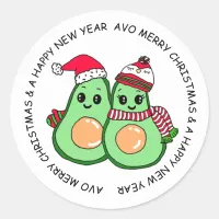 Avo Merry Christmas Avocado Humor Holiday Classic Round Sticker