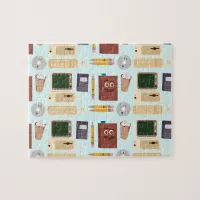 Author Retro Tools Cartoon Pattern Fun Jigsaw Puzzle