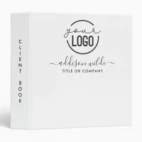 Custom Logo Modern Minimalist Black and White 3 Ring Binder