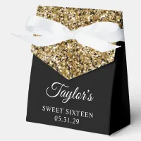 Gold Glitter and Black Sweet Sixteen Favor Boxes