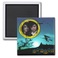 Halloween Witch, Jack o' Lanterns, Photo Frame Magnet