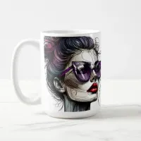 Pretty Woman in Sunglasses and Purple Lipstick Coffee Mug