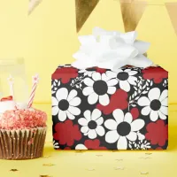 Pretty Floral Pattern in Red, Black and White Wrapping Paper