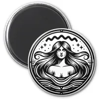 Horoscope Sign Aquarius Symbol Women in Water Magnet