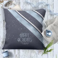 Christmas Stripe Pattern Blue/White ID862 Throw Pillow