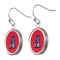 American Flag Letter "A" Drop Earrings