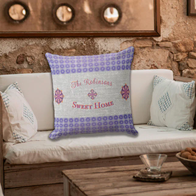 Rustic flowers symbols family throw pillow