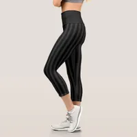 Black and Grey Narrow Stripes Capri Leggings