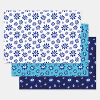 Greek Eye Symbol Blue and White Pattern Wrapping Paper Sheets