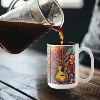 Guitar Floral Medley 15 oz Mug