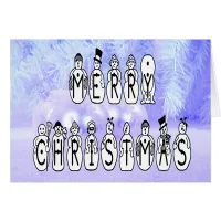 Merry Christmas Snow People Font, Blue Tint Snow