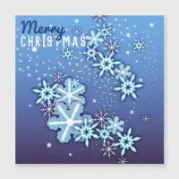 White Winter Crystal Ornate Snowflakes On Blue