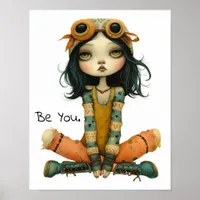 Be You. Whimsical Portrait of a Woman AI Artwork Poster