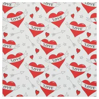 Retro Love Hearts Pattern Fabric