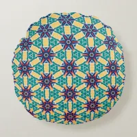 Vibrant Starburst Geometric Pattern Round Pillow