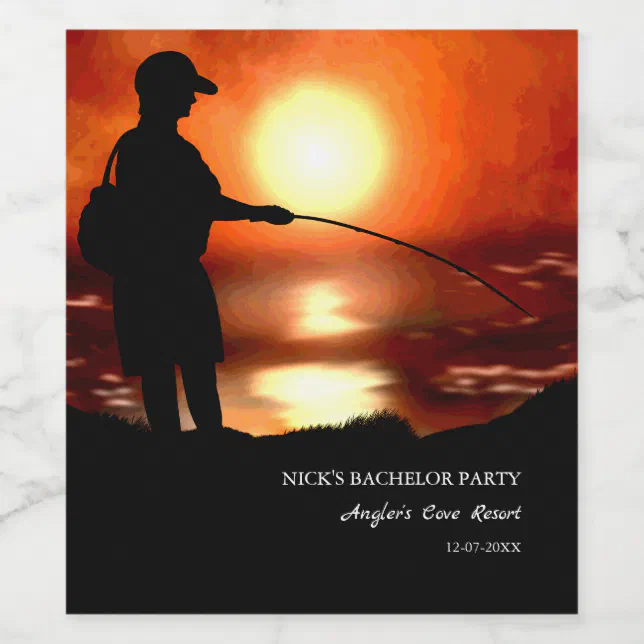 Fishing bachelor party Fishing lover Trout fishing Wine Label