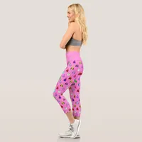 Horse Racing Jockey Silks Pattern on Pink Capri Leggings