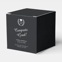 Congrats Grad! Modern Simple Black Graduation Favor Boxes