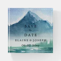 Rustic Watercolor Mountains Save The Date Paperweight