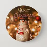 Merry Christmas Cute Snowman Button