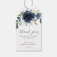 Navy Blue Floral Botanical Wedding Shower Favor Gift Tags