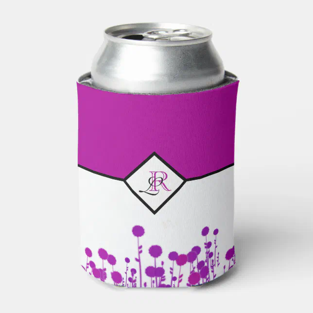 Elegance Blooms: Personalized Monogram Can Cooler