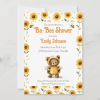 Cute Honey Bee Bear Ba-Bee Shower Invitation