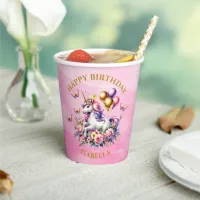 Pretty Pink, Purple and Gold Unicorn Birthday  Paper Cups