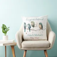 Whimsical Birds on Branches  Pastel Baby Shower Throw Pillow