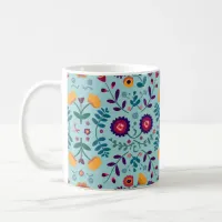 Pretty Folk Art Flowers Pattern Coffee Mug