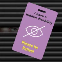 Hidden disability Lanyard Invisible illness ID Badge