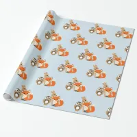Woodland Creatures Blue Baby Shower Gift Wrap