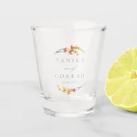 Wildflower Wedding Watercolor Names Gold ID954  Shot Glass