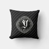 Elegant Goth Initial Y Throw Pillow