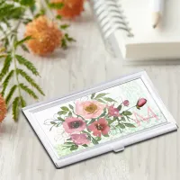 Pink white Roses Business Card Case