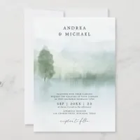 Abstract Watercolor Lake Mountains Wedding Invitat Invitation