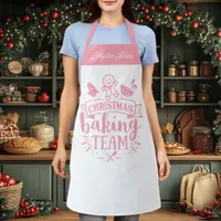 Christmas Baking Team Cute Pink Personalized Apron